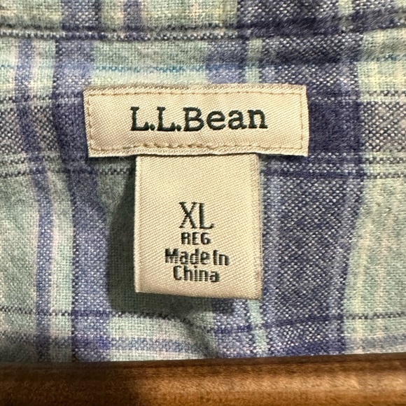 L.L. BEAN Blue Plaid 100% Cotton Button Down Peasant Popover Top Size XL - Picture 4 of 5